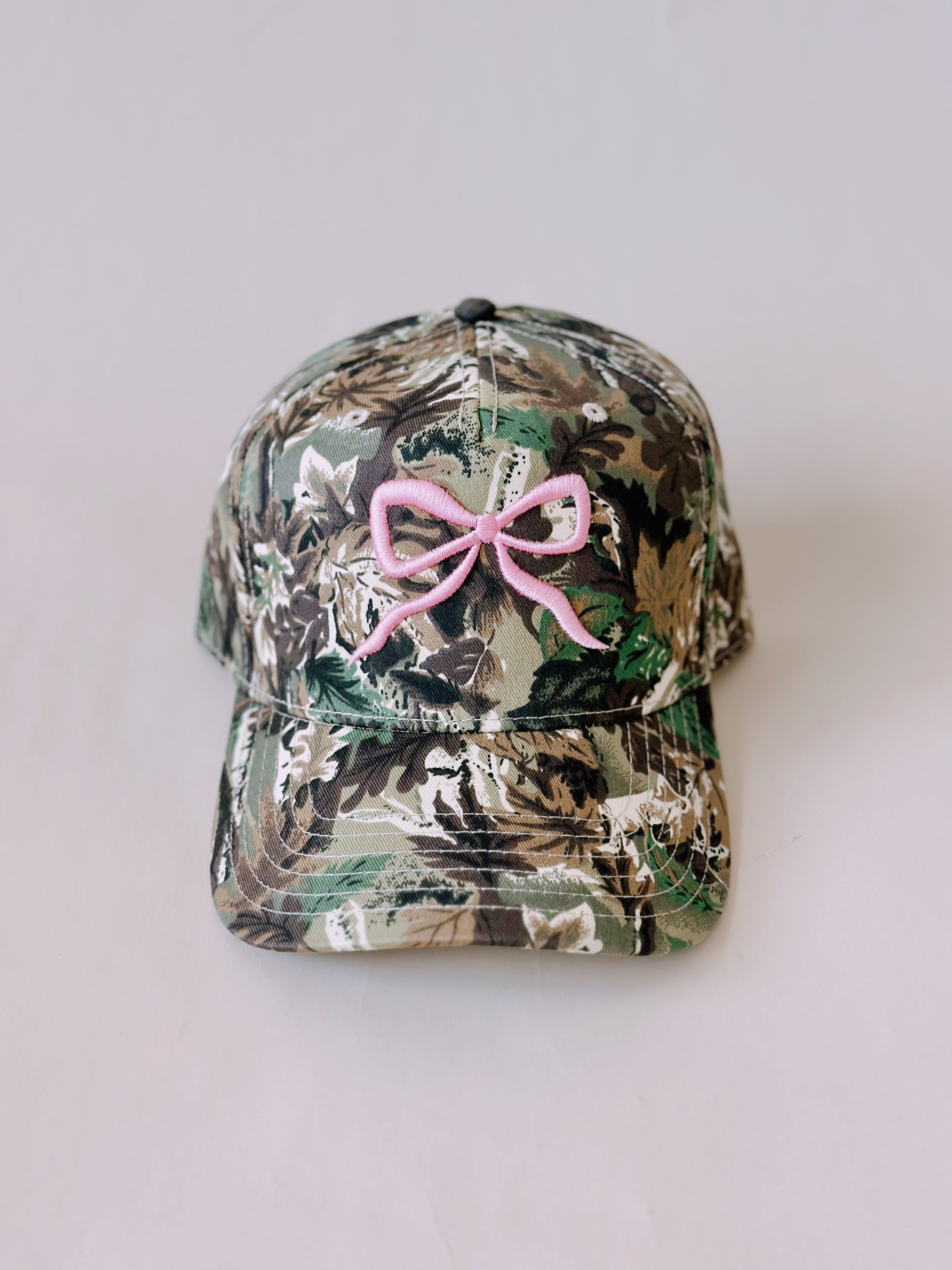 Custom Embroidered Hat - Pink Camo Bow